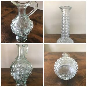 VItage Hobnail Light BlueTable Oil Cruet & Brody Co USA Clear Glass Hobnail Vase